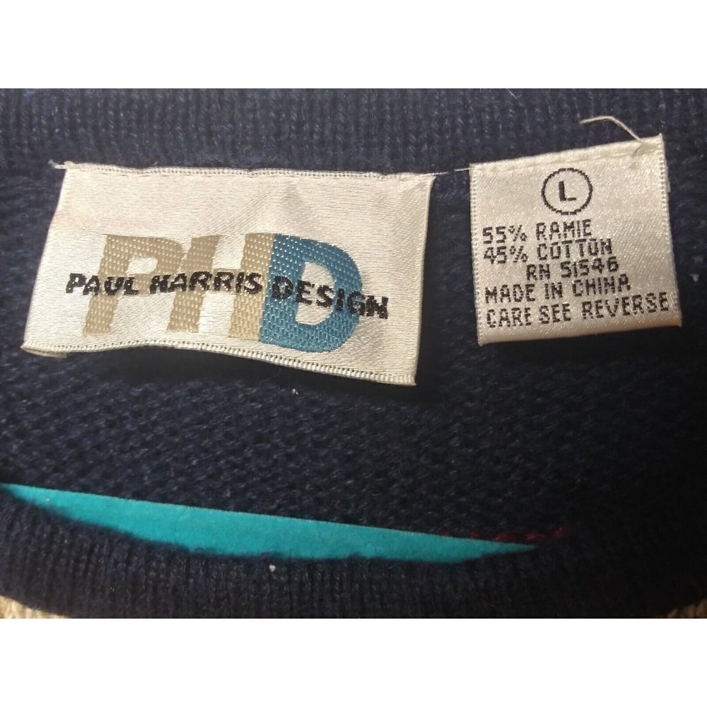 VTG Paul Harris Sweater Sz L Grandma Granny embroidered Farmcore Cottagecore PHD - Picture 5 of 8